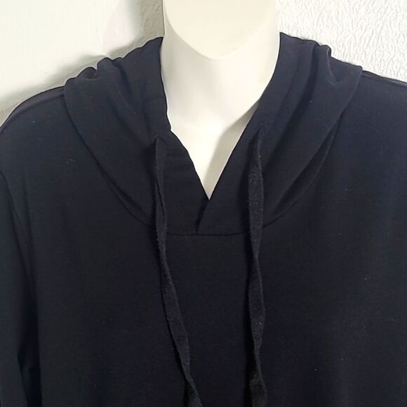 Soho Black Sweatshirt Dress with Pockets & Drawstring Hoodie, Size Large - Picture 3 of 11